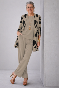 Taupe with Black Print
